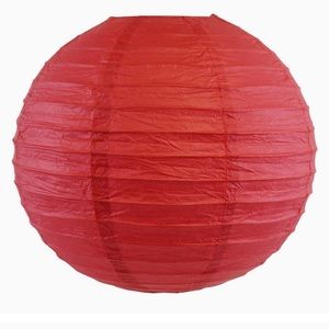 Three red paper lanterns, 24.1cm in diameter